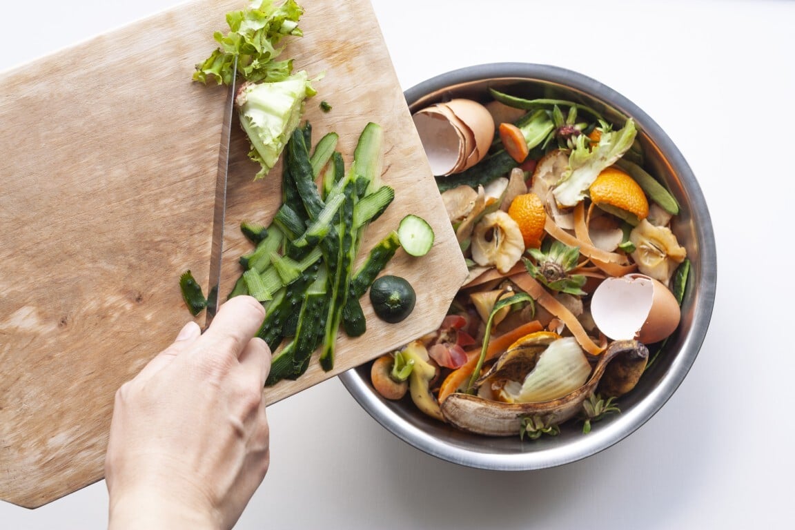 Food waste in iron bowl and cutting board (1) (Medium)